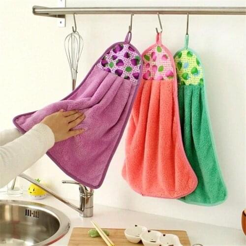 New Creative Hand Towels Coral velvet Thickening Super Absorbent Hanging kitchen Towel Quality 3 pcs Quality Free shipping
