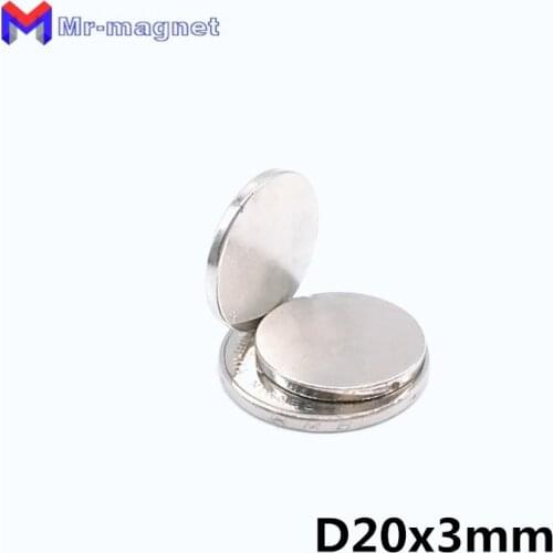 50pcs high quality 20x3mm magnet 20x3 pernenant NdFeB 20*3mm Magnet 20mm x 3mm, Dia 20mm thickness 3mm DIY magnet 20*3