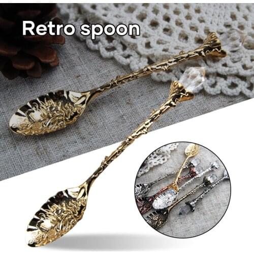 6pcs Retro Coffee Spoon Stainless Steel Yogurts Watermelon Spoon for Dessert Shop Table Decoration Kitchen Tableware E7