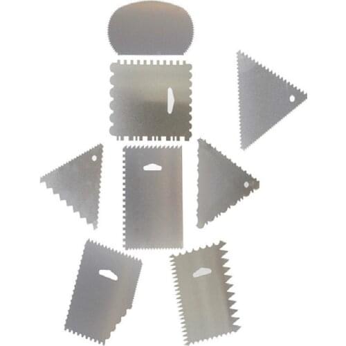 8pcs Cake Scraper Aluminum Decorating Comb Design Cake Side Icing Scraper Cake Icing Smoother Edge Set