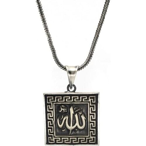 925 Sterling Silver Mashallah Islamic Pendant 1,8mm Width Chain Jewelery Muslim for Man and Women