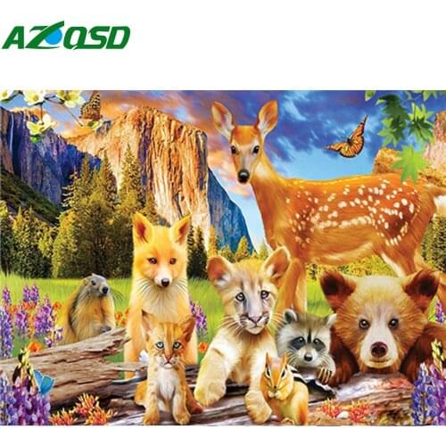 AZQSD 5D Diamond Painting New Arrivals Fox Handmade Gift Diamond Embroidery Animals Mosaic Needlework Decor For Home