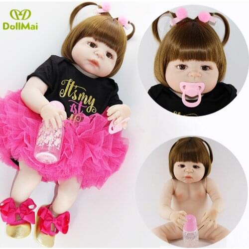 Bebes reborn menina 23"57cm full silicone reborn baby dolls lifelike newborn girl princess doll can bathe bebe boneca