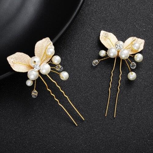 Shiny Wedding Bun Hairpin Pearl Crystal Flower Rhinestone Pearl U-shaped Bun Bride Queen Jewelry Ornament Hair Fork Accessory