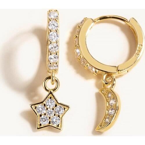 BOAKO Zircon Gold Earrings For Women 925 Silver Earrings Fashionable Hoop Earrings Jewelry Pendientes Brincos Aretes For Girls