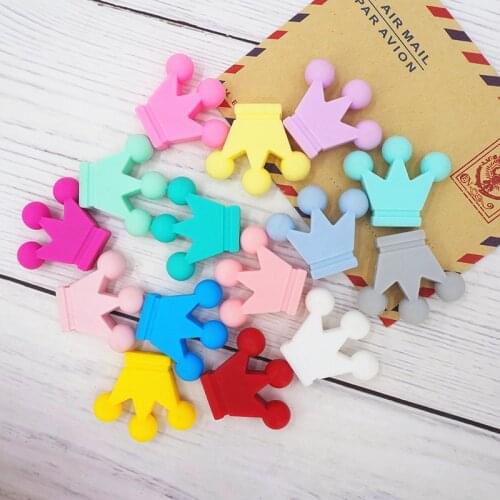 Chenkai 10PCS BPA Free Crown Silicone Beads Teether Rodents Baby Teething Toy For Making Baby Teething Dummy Pacifier Chain