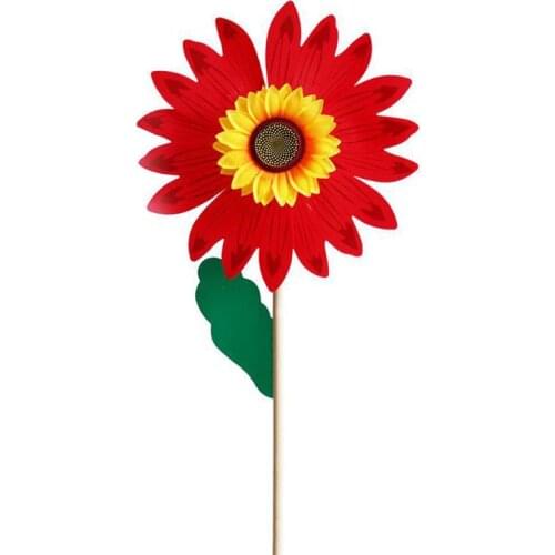 Wood Sunflower Windmill Wind Spinner Pinwheels Home Garden Yard Decoration Kids H58C