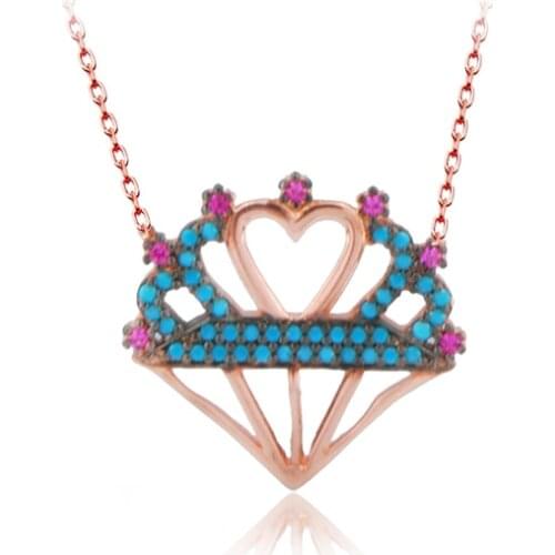 Hot Sale Love Trendy 925 Silver Turkish Jewelry Zircon Fashion Heart Diamond Necklace For Women Valentines Day Luxury Designer