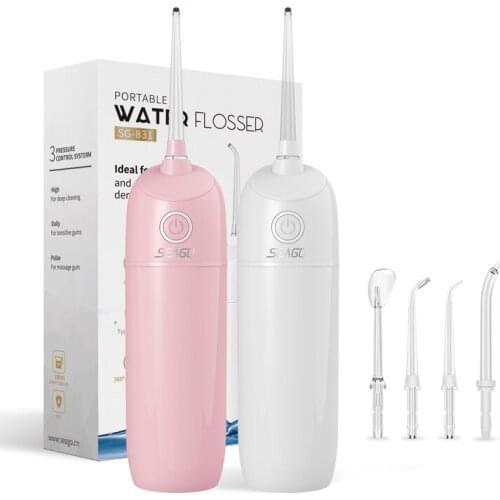 Seago Portable Oral Irrigator Dental Water Flosser USB Rechargeable 5 Jet Nozzles 190ML Vacuum Tank Waterproof Teeth Cleaner