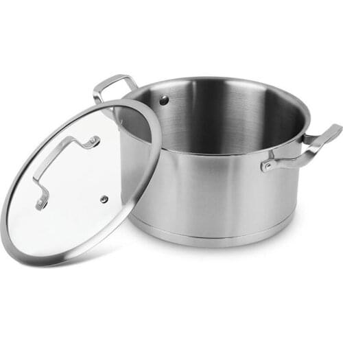430 Stainless Steel Cooking Porridge Deep Soup Pot Compound Bottom Saucepot