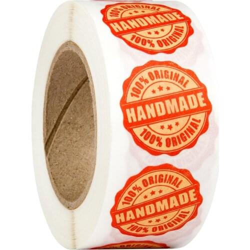 Red Handmade Stickers heart 1in Wedding Stickers 50-500pcs labels for Party Favors Decoration Envelope Seals Stationery Stickers