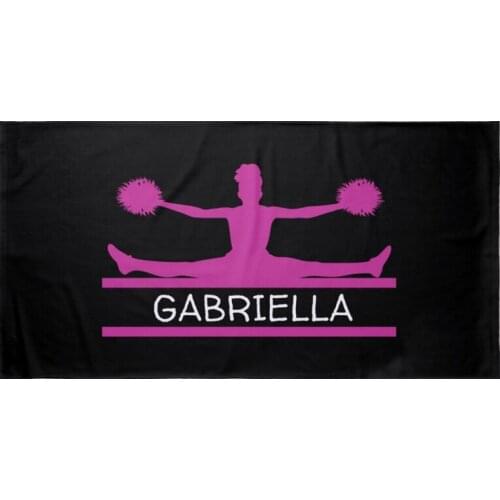 Cool Personalized Cheerleader Beach Shower Towel Black Pink Customer Name Light Sports Towels for Girls Sister Gift cm