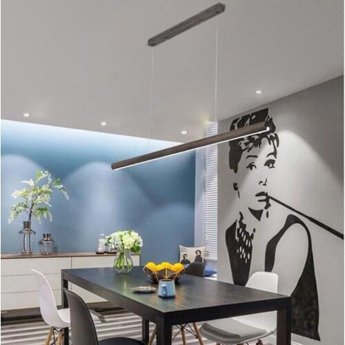 L Nordic restaurant chandelier creative personality lamp wood art solid wood work office LED strip light Japanese style lamps