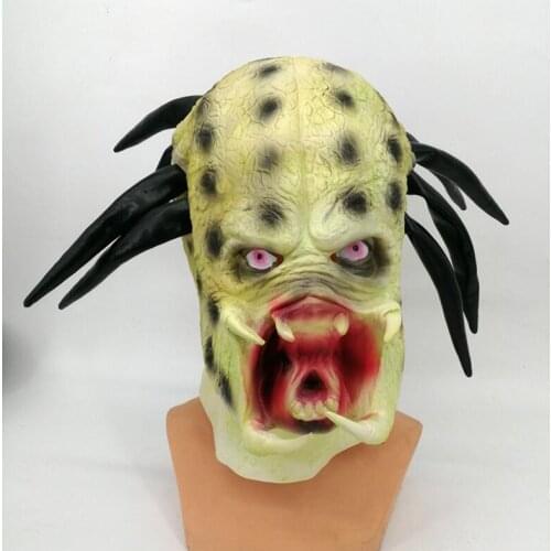 Latex Movie Alien Predator Cosplay Mask Costume Helmet Props Adult Antenna Halloween Party Horror Full Face Head Mask toys