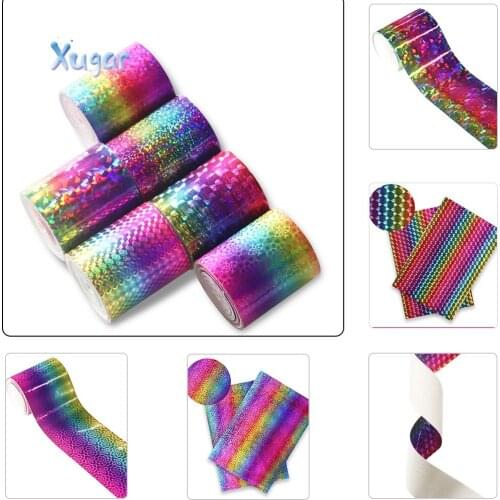 Xugar 2Yards 3"(75mm) Laser Leather Ribbon Geometric Pattern Printed For Bags Home Textile Sewing DIY Hair Bows Accessories