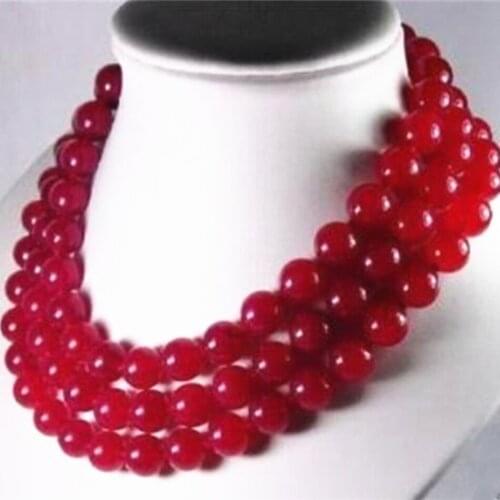 Hot fashion 12mm red chalcedony jades necklace high quality semi-precious stone luxury engagement jewelry 36inch MY4602