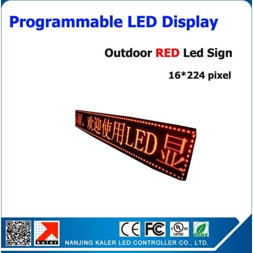 Store bank supermaket led advertising display screen with Red color waterproof led sign board 24*232cm led display