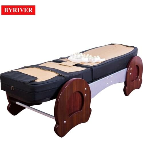 BYRIVER Negative Ion Therapy Thermal Jade Massage Bed Mattress Table Healthcare Gift for Parents Fathers Mothers Day 9+4 Roller