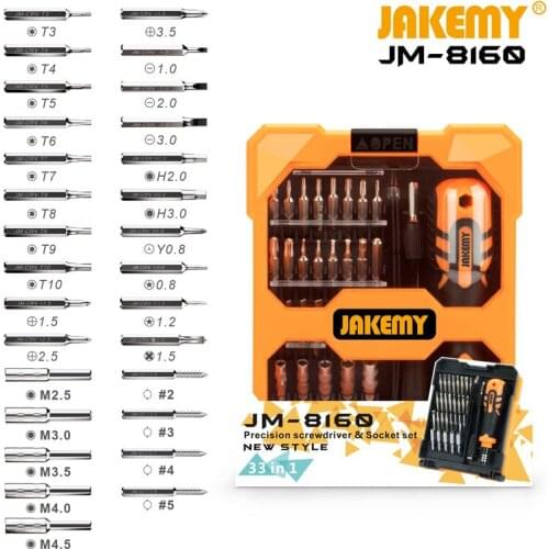 JAKEMY 33 in 1 Multi-functional DIY hand tool precision screwdriver with socket set for cellphone laptop game pad repair