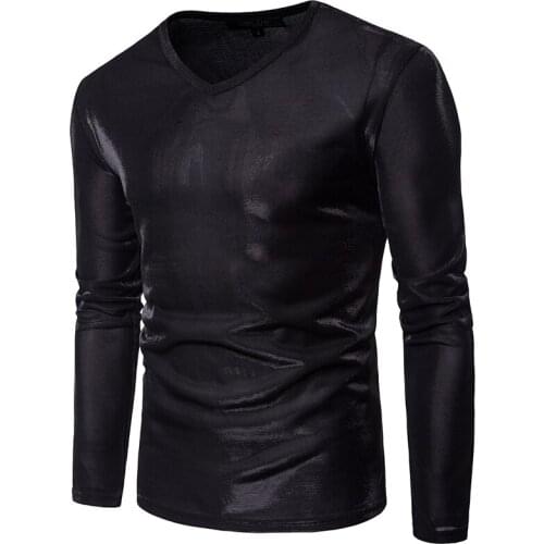 Nightclub hip hop fashion T-shirt beautiful glamorous clothes Thin light Foreign trade show personality outfit pure color coat