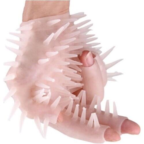 Male Masturbation Sauna Massage Glove Spike Silicone Sex Gloves Adult Games Flirting Exotic Accessories