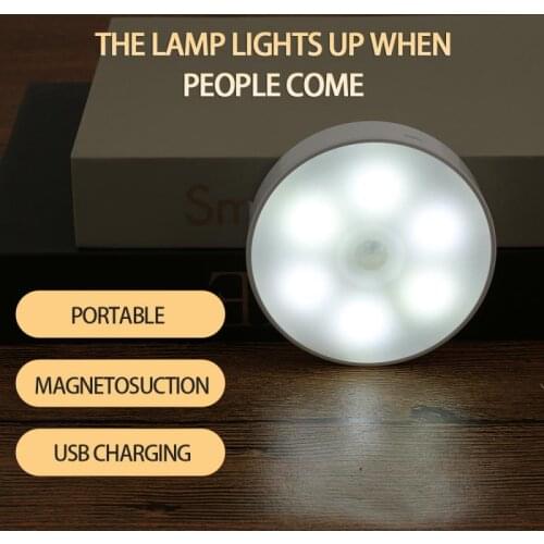 600 MA Motion Sensor Light LED Night Lamp USB Rechargeable Sensor Wireless Bedroom Cabinet Light Body Induction Lamp