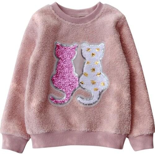New Toddler Girls Hoodies Thicken Unicorn Sequin Long Sleeve Sweatshirt for Girl Kids Clothing Autumn Winter Children Pullover