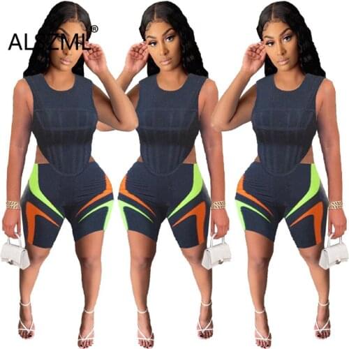 Sleeveless Skinny 2 Piece Set Active Tracksuit Fitness Sporty Outfit Summer Women Set Matching Set
