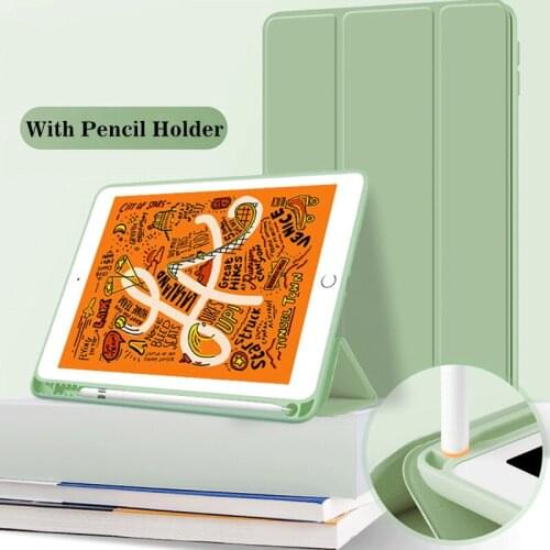 Original Silicone Flip Tablet Case For Apple iPad 10.2 inch Cover With Pencil Holder Cases For ipad 10.2 2019 Shockproof Fundas