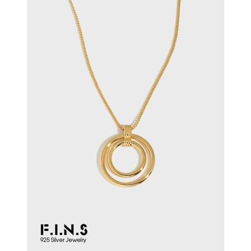 F.I.N.S Original Design Geometric Circle Real S925 Sterling Silver Necklace Minimalist Fine 925 Round Pendant Clavicle Chain