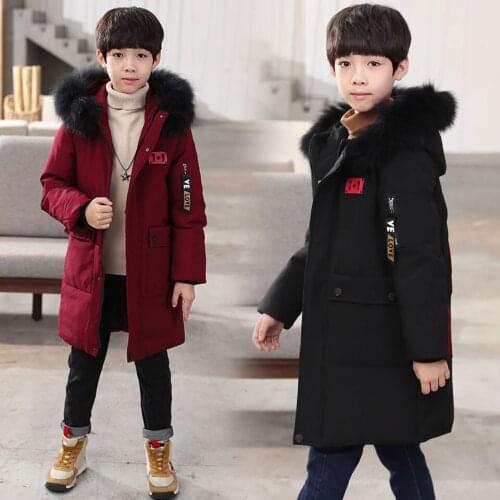 New big Boys Parka Teen Outerwear children Hooded Clothing Winter Down Cotton Jackets Pleuche Coats Warm Kids Thick Clothes