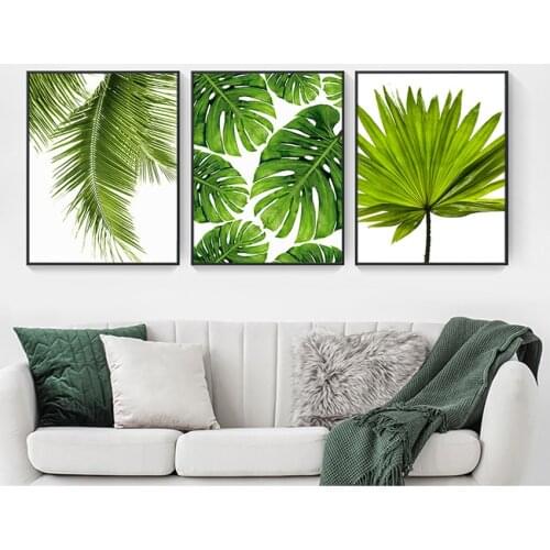Poster Greenery Wall Picture Room Decoration Tropical Banana Leaf Canvas Painting Fresh Palm Leaves Nordic Green Plant