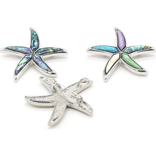 New Charm 100% Natural Abalone White Shell Lucky Starfish Shape Pendant Charms Men and Women Couples Wearing Gifts Wholesale