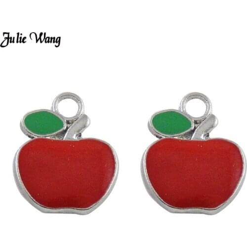 2-20Pcs High Quality Red Apple Pendant Enamel Charms Metal Jewelry Necklace Bracelet DIY Charms Handmade Crafts Accessories