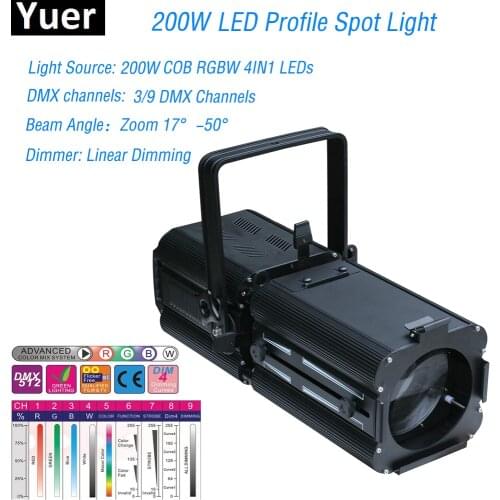 2019 NEW Professional 200W DJ Equipment Aluminum Led Profile Spot Lights Warmwhite/Purewhite/Coldwhite/RGBW Optional Stage Light