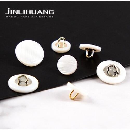 10pcs Natural White Shell Shirt Buttons Shank Freshwater Shell Mother of Pearl MOP Buckles for DIY Craft,Sewing Work,Dress,Cloth