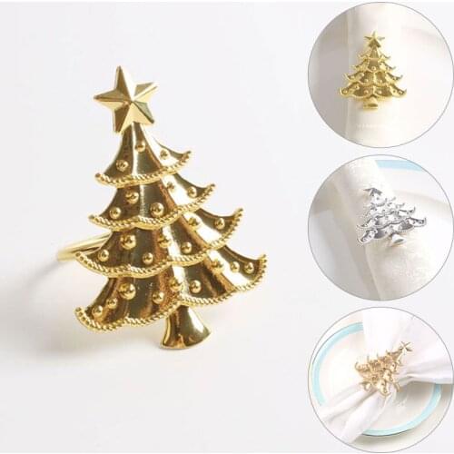 Christmas Tree Napkin Ring Ornament Napkin Circle Wedding Napkin Buckle For Dinner Party Wedding Restaurant Hotel Table Decor