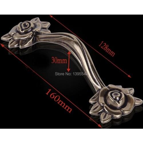 New128mm Bronze Zinc Alloy Rose Kitchen Cabinet Handle Antique Cabinet Drawer Handle&Knob Eur-Style Furniture Hardware Bar Pulls