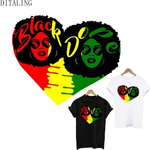 Black Dope Women Thermal Sticker On Clothing Fashion Afro Girl Patches On T-Shirt Tops DIY Iron On Decals Heat Transfer Stickers