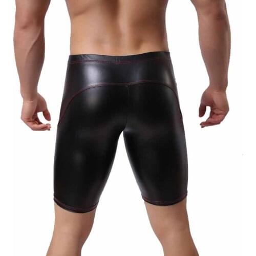 Fashion Men Boxer Men Underwear Faux Leather Boxers Shorts Sexy Skinny Underpants Panties Man Convex Short Pants Trunks Bottoms