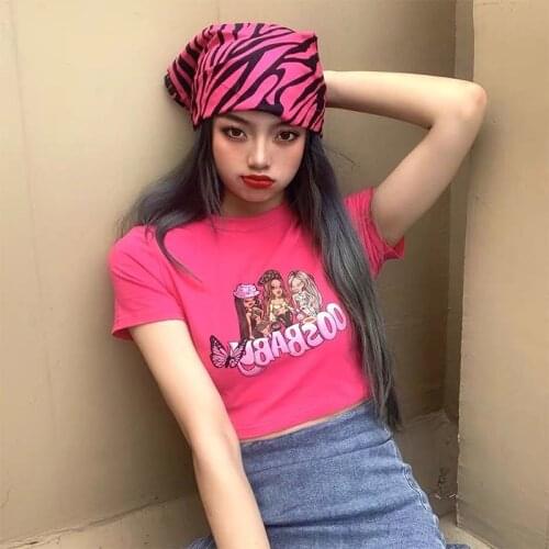 Street fashion graphic crop tops Basic tees woman Selling accessory size album Summer stacked cut out Hole female tshirt Gothic