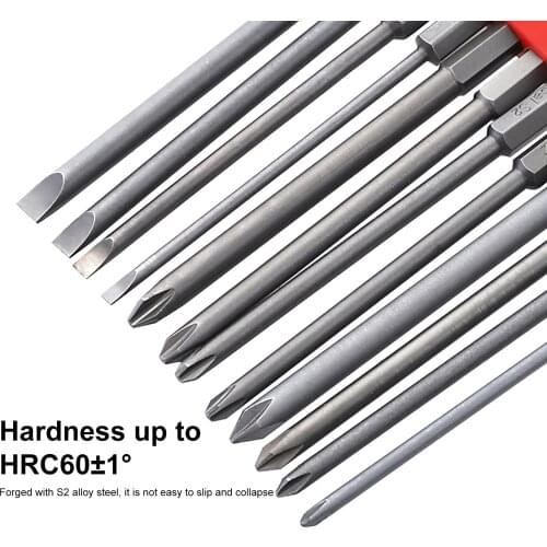 High Precision 12PCS 1/4" Hex 50 75 100mm S2 Alloy Screw Driver Bits Magnetic Set PH Electric Screwdriver Bit Socket Tool Set