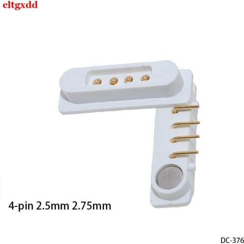 1 pair of magnet pogo pins 4 pins 2.5 mm 2.75 mm pitch Right angle through hole soldering male and female probe contacts spring