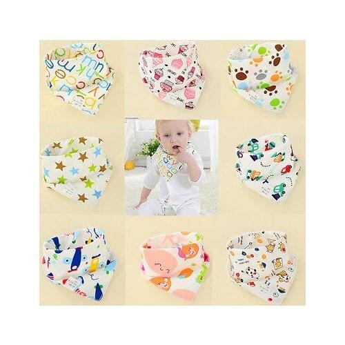 1Pc Baby Kids Newborn Infant Cotton Feeding Bibs Saliva Towel Adjustable Triangle Head Scarf 8 Patterns