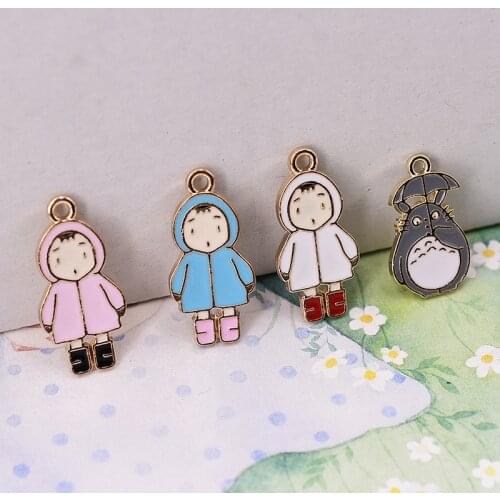 10pcs/lot Girl and Cat Diy Deisgn Enamel Charm for Jewelry Making Earring Bracelet or Necklace Charms