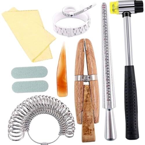 12 Pieces Jewelry Tool Measuring Stick Mandrel Ring Sizer Adjuster Set