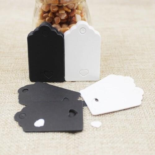 200 pcs/lot Blank Heart Shape hollow black/white Paper Hang Tag for Wedding Party Label Price Gift Cards Decoration 5*3cm