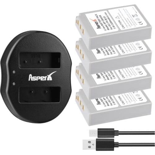 4Pcs 2200mAh BLS-5 PS-BLS5 BLS5 BLS50 Camera Battery +Dual USB Charger for Olympus OM-D E-M10, PEN E-PL2, E-PL5, E-PM2, Stylus 1