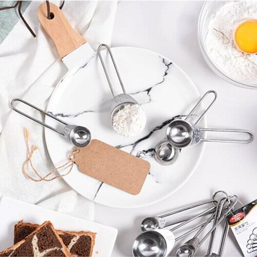 5PCS/Set Stainless Steel Baking Measuring Spoons Kitchen Measuring Spoon Tea Cooking Baking Scoop Cup Kitchen Tools