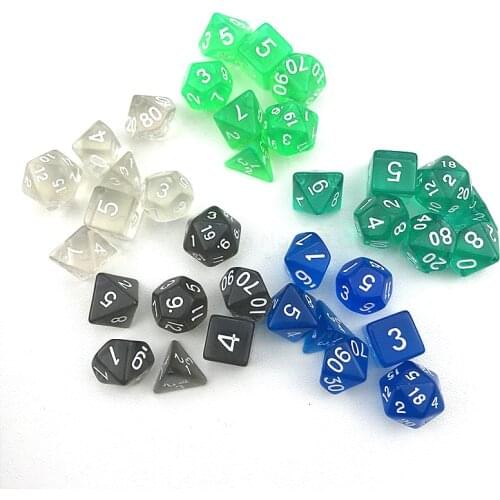 7 pieces / set of digital dice game dice set polyhedron D4-D20 multi-faceted acrylic dice gift game accessories